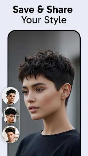 Save and share your personalized hairstyle with AI hair color and style preview and social sharing