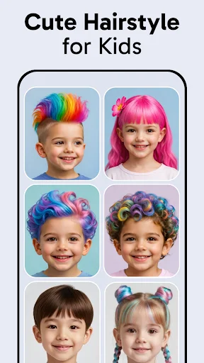 Cute and colorful hairstyle ideas for kids with rainbow colors and fun hair style options