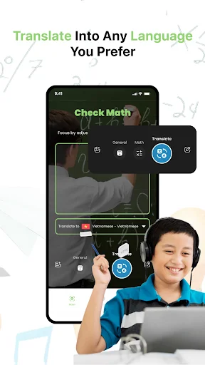 xMath AI homework helper app with translation feature enabling math problems to be translated into multiple languages