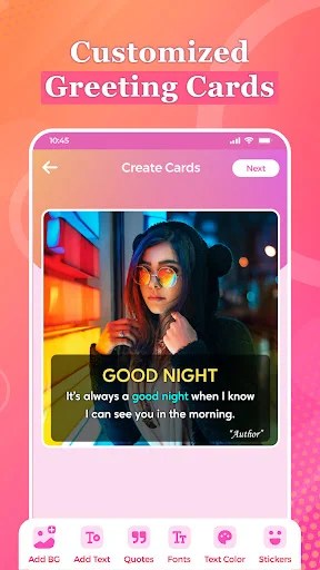 All Day Greetings customized greeting card creator with photo upload, text, quotes, fonts and sticker options