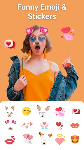Emoji sticker editor showing decorative emoji effects and comprehensive emoji sticker gallery