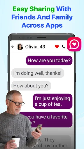 Big Font messaging app displaying enlarged conversation text bubbles for better visibility