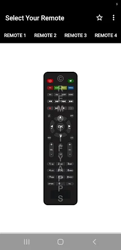 CCN Remote Control app Remote 1: Digital remote interface with number buttons and navigation controls for STB operation