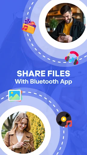 File sharing feature showing Bluetooth app capability to transfer files between connected mobile devices and accessories