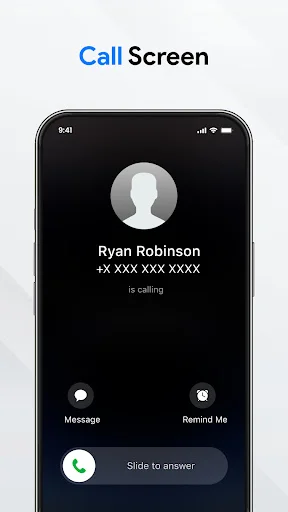 Active call interface for Ryan Robinson with message and remind options during phone conversation
