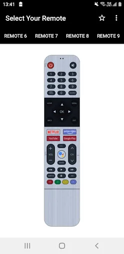 Light-colored Philco TV remote with power button, numeric keypad, navigation, and entertainment app quick-launch buttons.