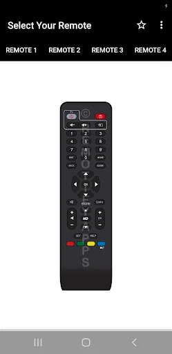 Remote 2 selection for Den Control app: Alternative STB remote with directional controls, buttons and colored function options