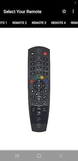 Remote 3 selection for Den Control app: Compact remote design for set-top box with navigation and function button controls