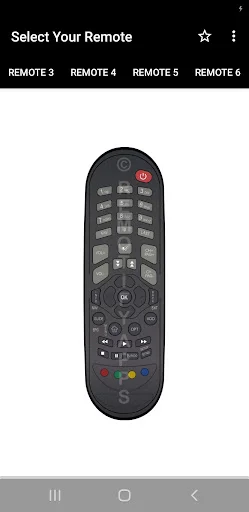 Remote 6 selection for Den Control app: Vertical remote layout for set-top box control with dense button grid and color buttons