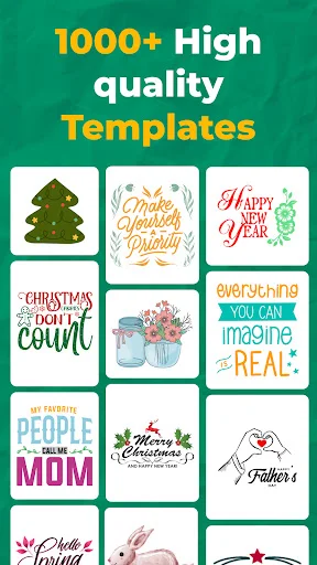Template gallery showcasing 1000+ high-quality pre-designed craft templates for holidays including Christmas, New Year, Valentine's Day, and Mother's Day designs