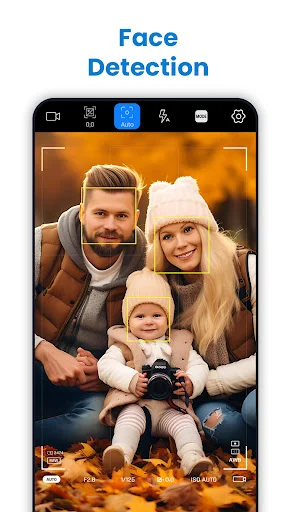 G PRO Camera advanced face detection technology recognizing family portrait with intelligent subject tracking overlay