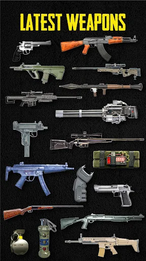 Latest Weapons array featuring pistols, rifles, grenades, and explosives for gun sound entertainment