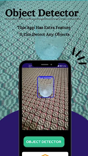 Object detector tool scanning carpet texture with blue detection frame to identify suspicious hidden camera objects