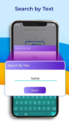 Text search interface with keyboard for entering image search queries by description