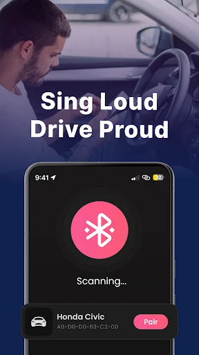Bluetooth device pairing screen scanning for Honda Civic car connection with pair button to connect phone as voice amplifier