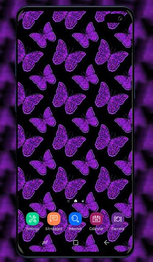 Purple butterfly pattern wallpaper featuring repeating violet butterflies on dark background for mobile