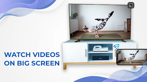 Yoga workout video cast from mobile device to TV for larger screen viewing experience