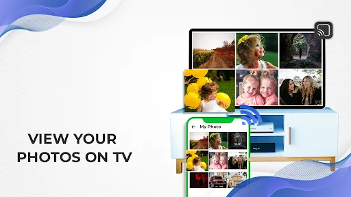 Photo gallery with family and nature photos cast from smartphone to television display