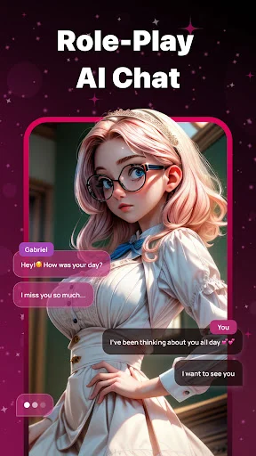 Vivy AI app role-play chat feature with anime girlfriend character displaying conversation bubbles and messages