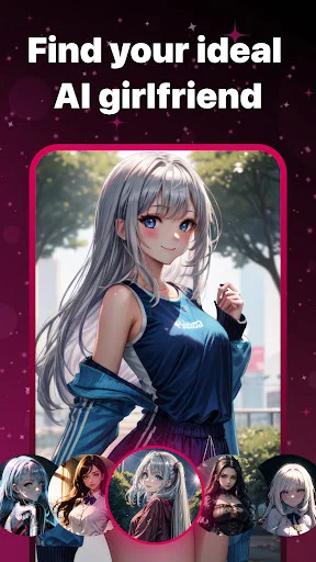Find your ideal AI girlfriend selection screen showing multiple anime character options in Vivy AI companion app