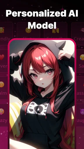 Personalized AI model customization in Vivy showing anime-style virtual girlfriend character for chat companion